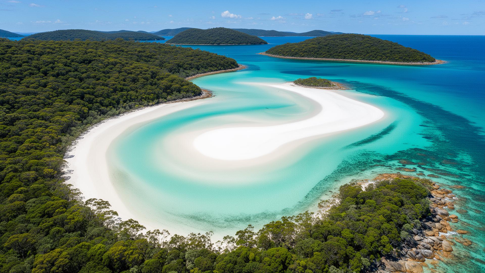 Whitehaven Beach aerial view, Whitsunday Islands, Queensland